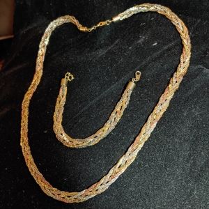 Assorted Gold Braided Necklace with Bracelet Set